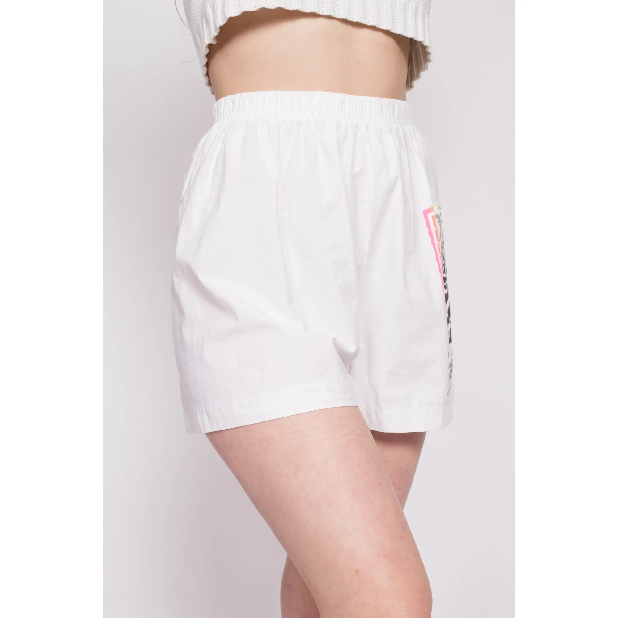 90s Zebra Graphic Cotton Shorts - Medium