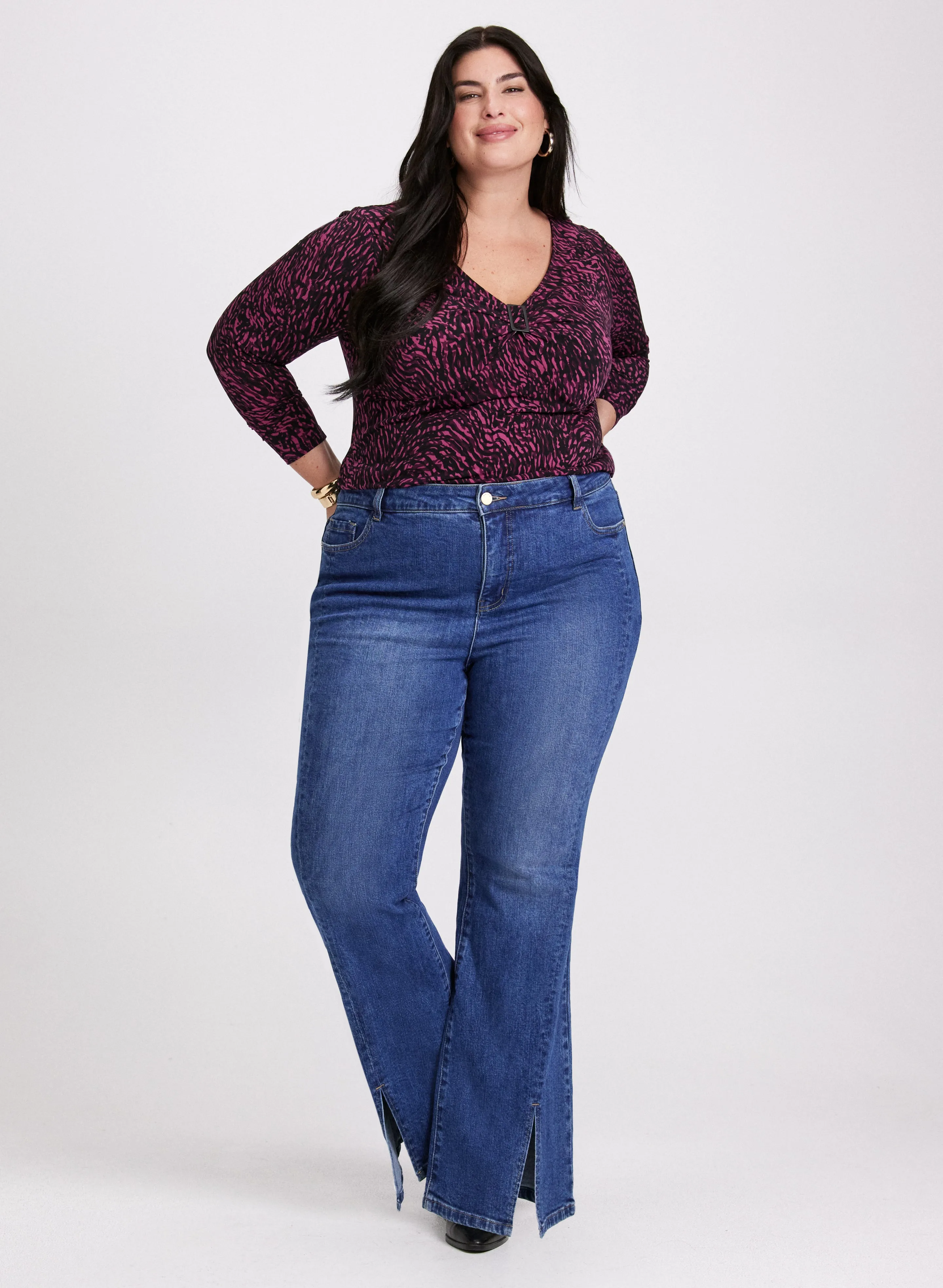 Abstract Buckle Embellished Top