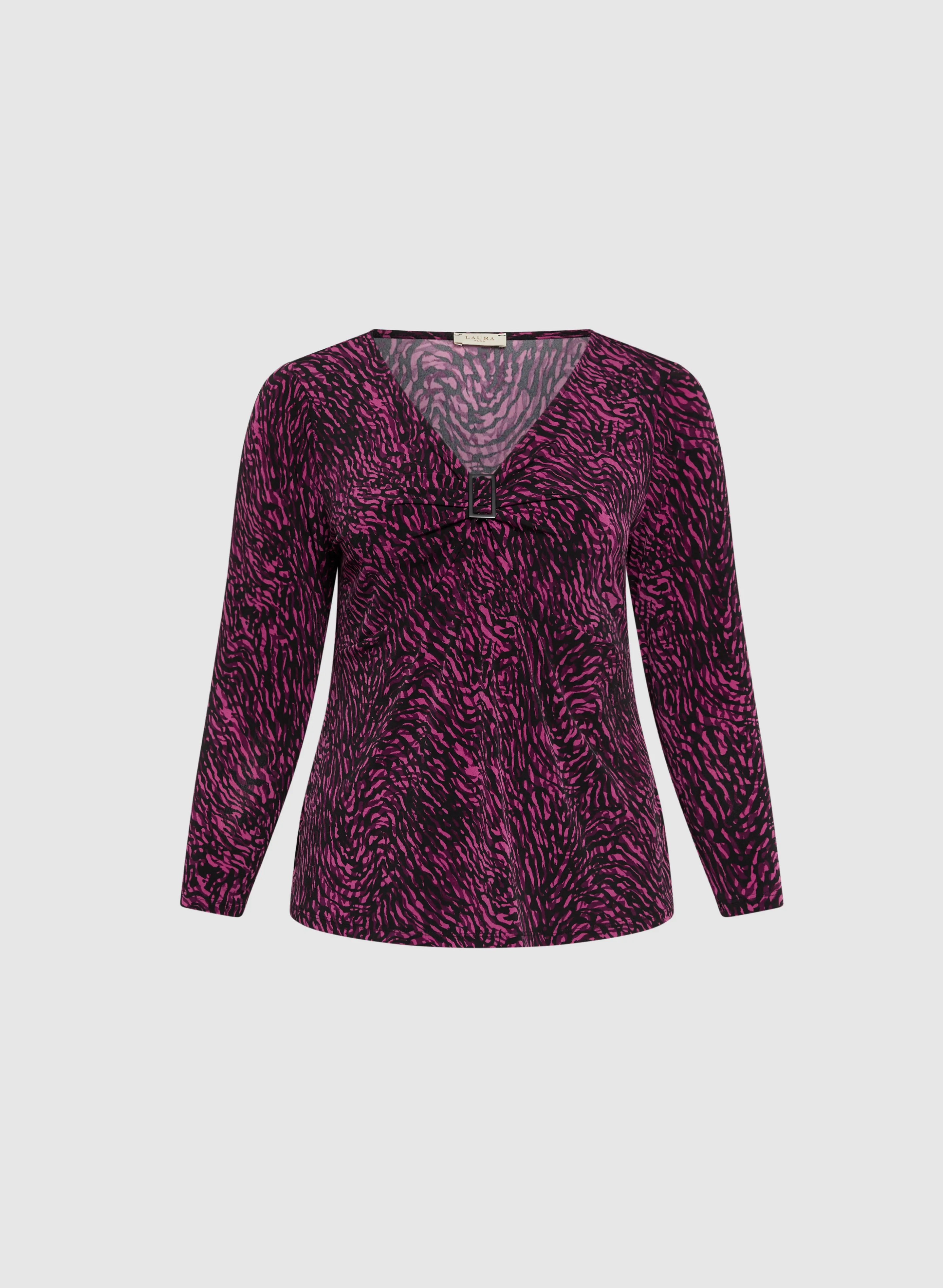 Abstract Buckle Embellished Top