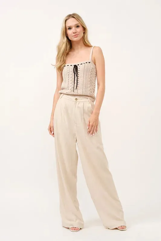 And The Why High-Rise Wide Leg Linen Blended Pants