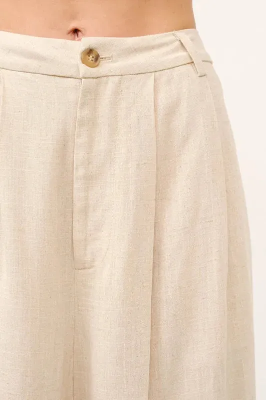And The Why High-Rise Wide Leg Linen Blended Pants