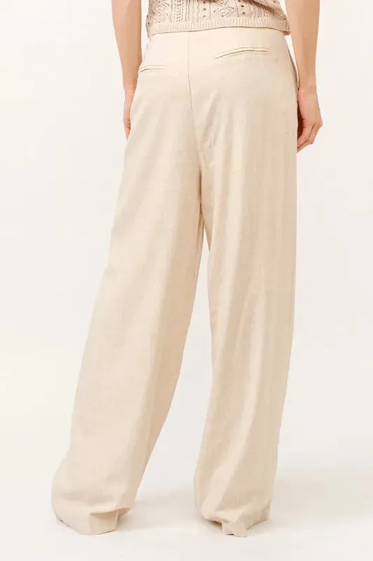 And The Why High-Rise Wide Leg Linen Blended Pants