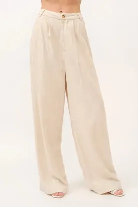 And The Why High-Rise Wide Leg Linen Blended Pants