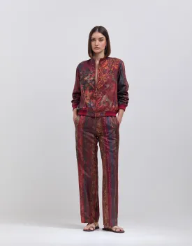 Azaad Trousers Silk Damask Crimson