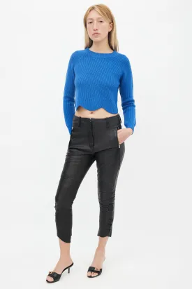 Black Leather Lace Up Capri Pant