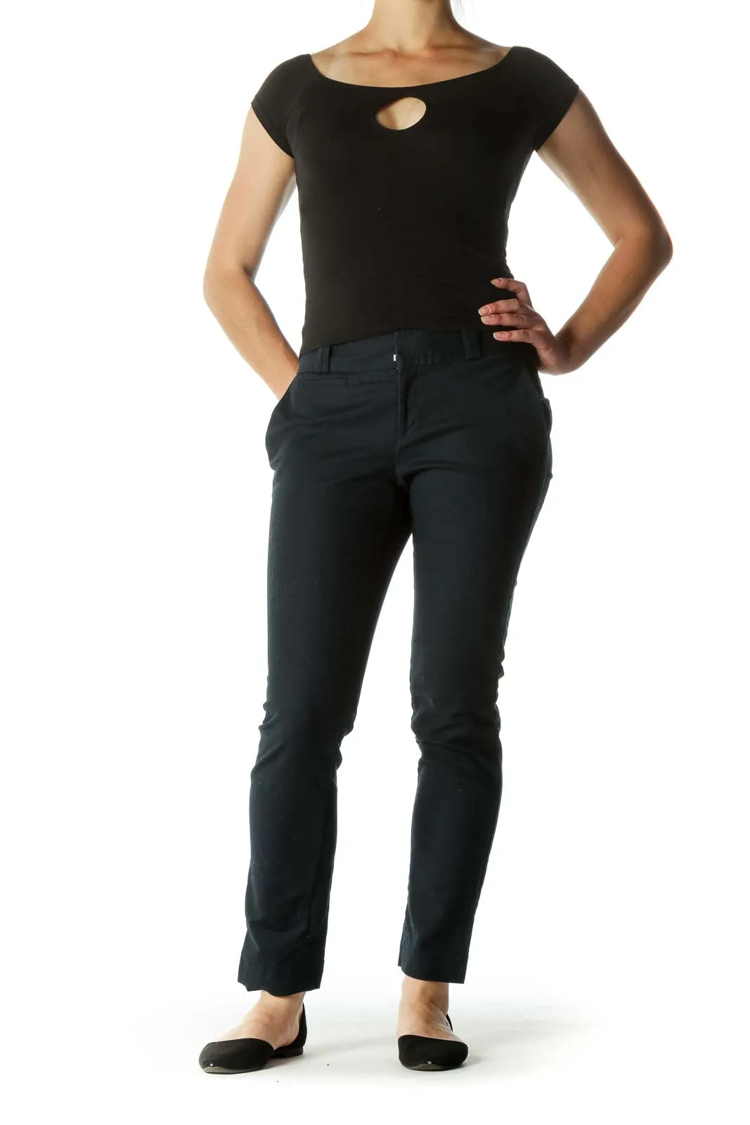 Blue Pocketed Tapered Pants