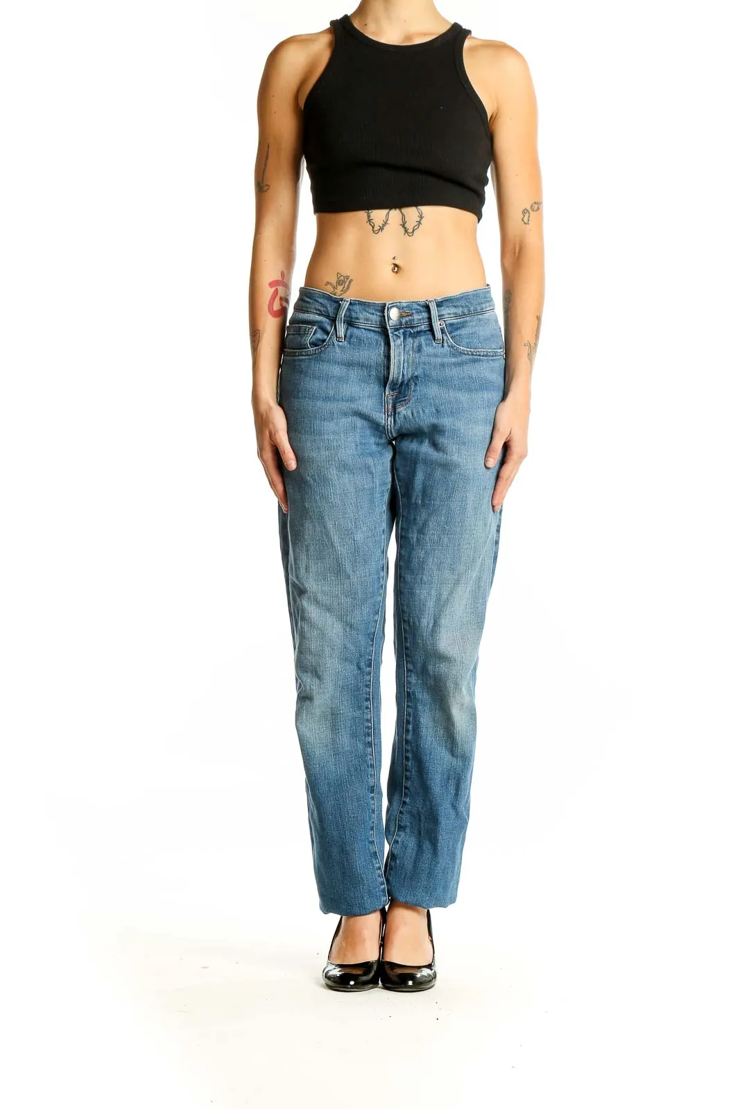 Blue Relaxed Fit Straight Leg Jeans