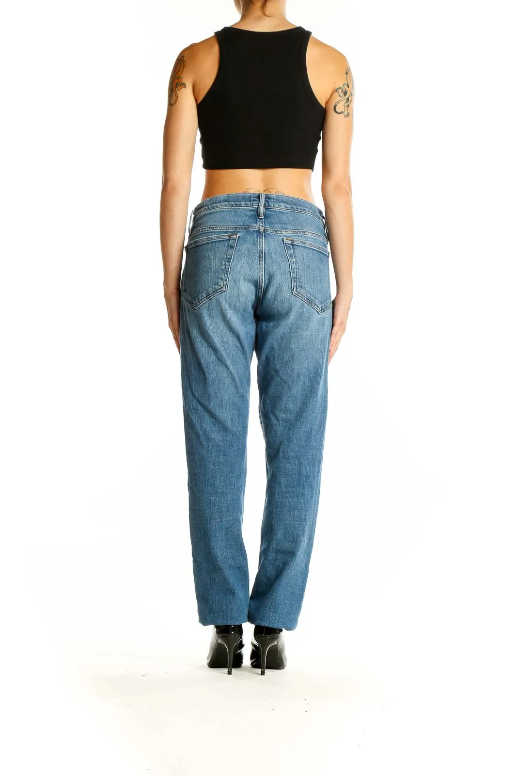 Blue Relaxed Fit Straight Leg Jeans