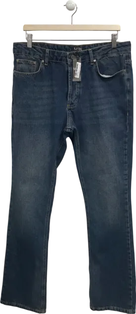 boohooMan Blue Slim Rigid Flare Jeans UK M