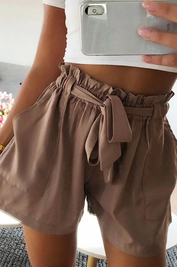 Casual High Waisted Paperbag Shorts Summer