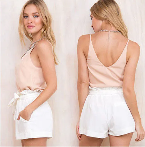 Casual High Waisted Paperbag Shorts Summer