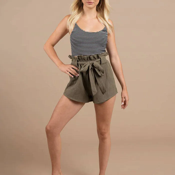 Casual High Waisted Paperbag Shorts Summer