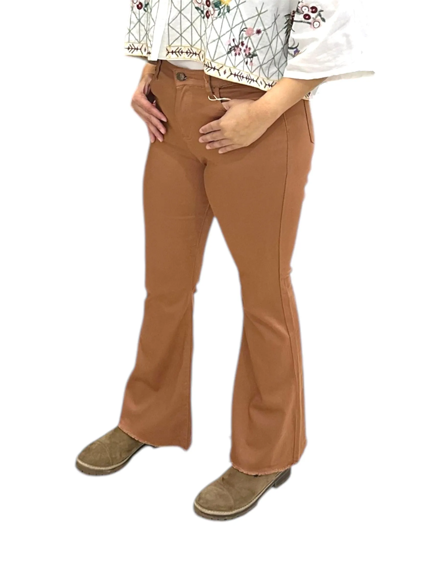 Chestnut Scissor Cut Stretch Flare Jean