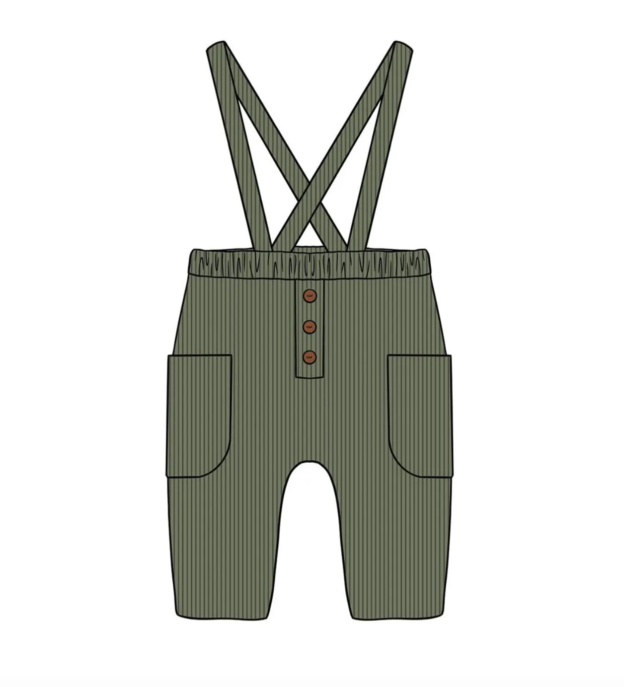 City Mouse - Suspender Pants in Fine Wale Corduroy in Olive