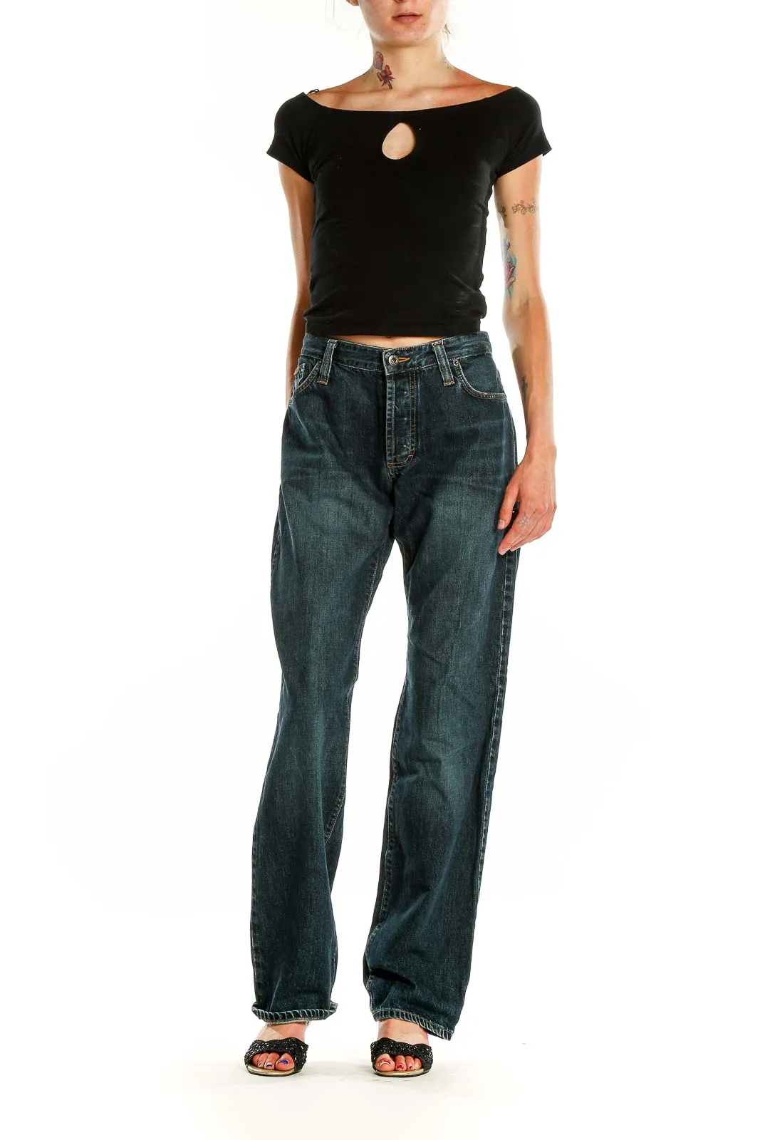 Dark Blue Relaxed Fit Denim Jeans