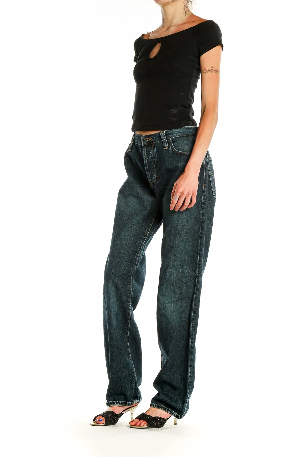 Dark Blue Relaxed Fit Denim Jeans