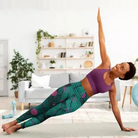 Floral Leggings "Fireflies" Green/Pink