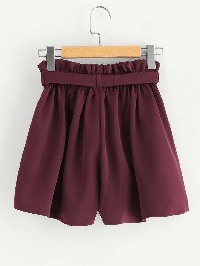 Frill Waist Self Tie Shorts