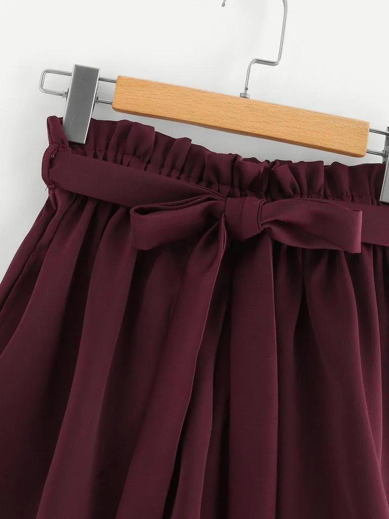 Frill Waist Self Tie Shorts