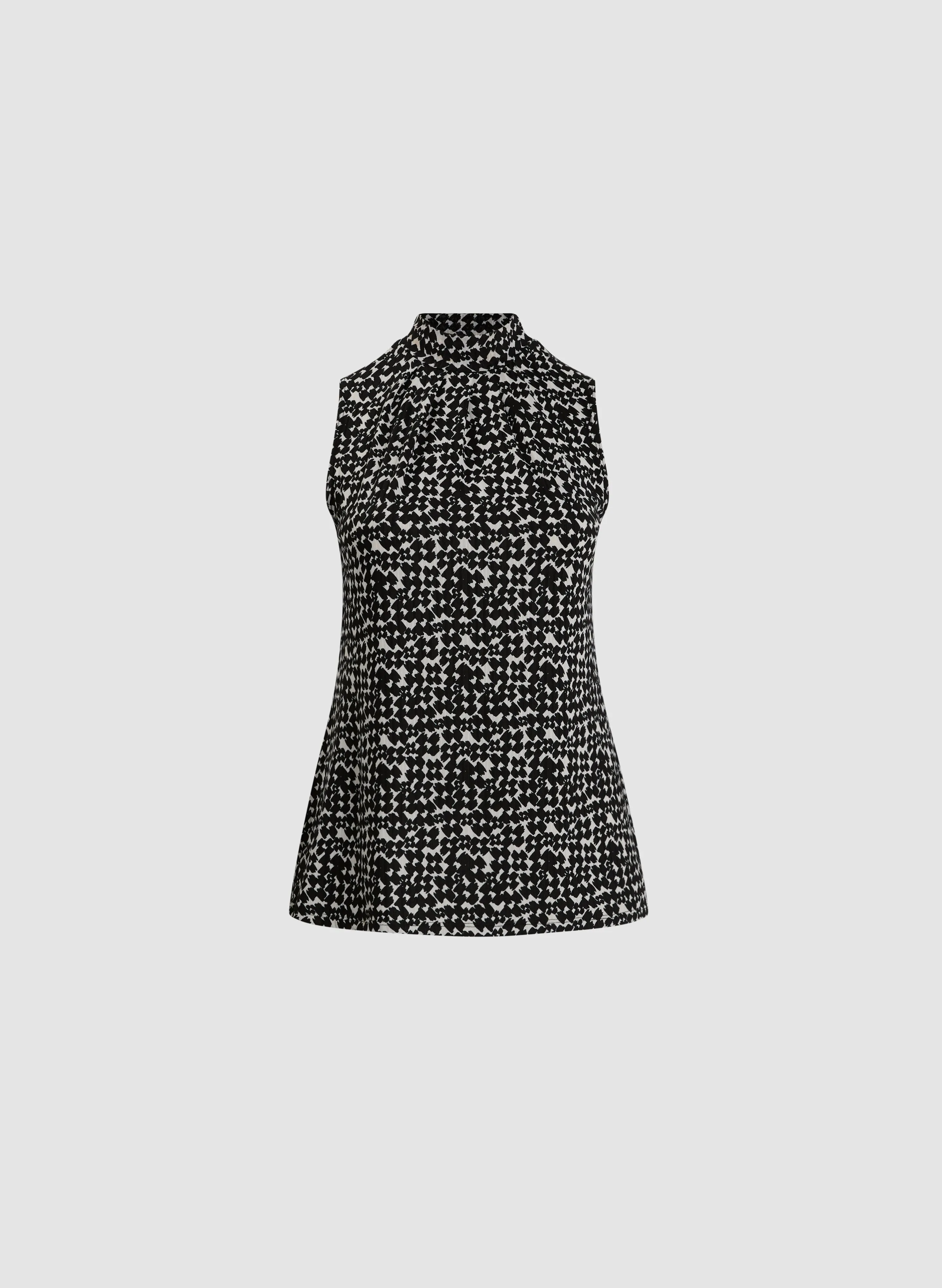 Geometric Pattern Mock Neck Top