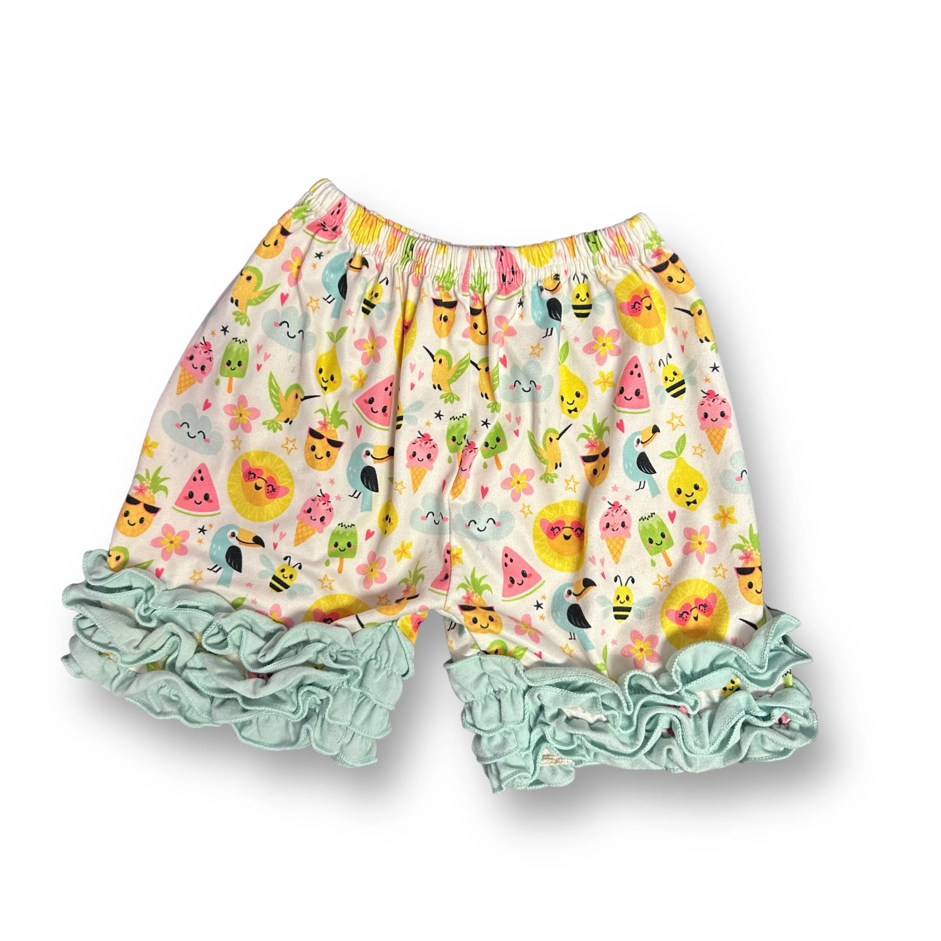 Girls Size 3 Summer Print Ruffle Bermuda Shorts