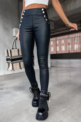 Jingle High Rise Button Faux Leather Leggings