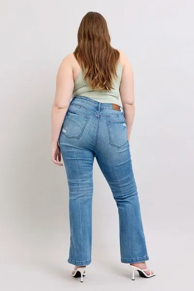 Judy Blue HW Tummy Control Vintage Wash Side Slit Slim Boot Jeans ONLINE EXCLUSIVE