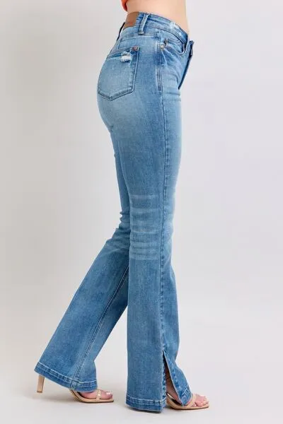 Judy Blue HW Tummy Control Vintage Wash Side Slit Slim Boot Jeans ONLINE EXCLUSIVE