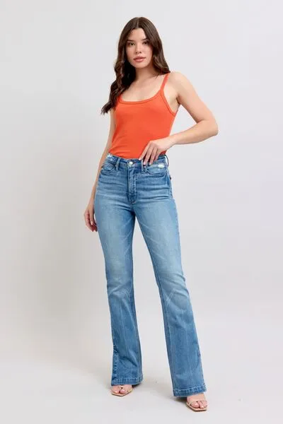 Judy Blue HW Tummy Control Vintage Wash Side Slit Slim Boot Jeans ONLINE EXCLUSIVE