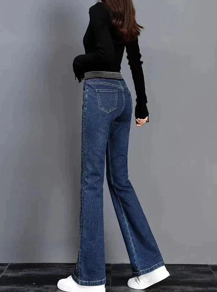 Katleen Jeans | Vintage Hoge Taille Uitlopende Jeans
