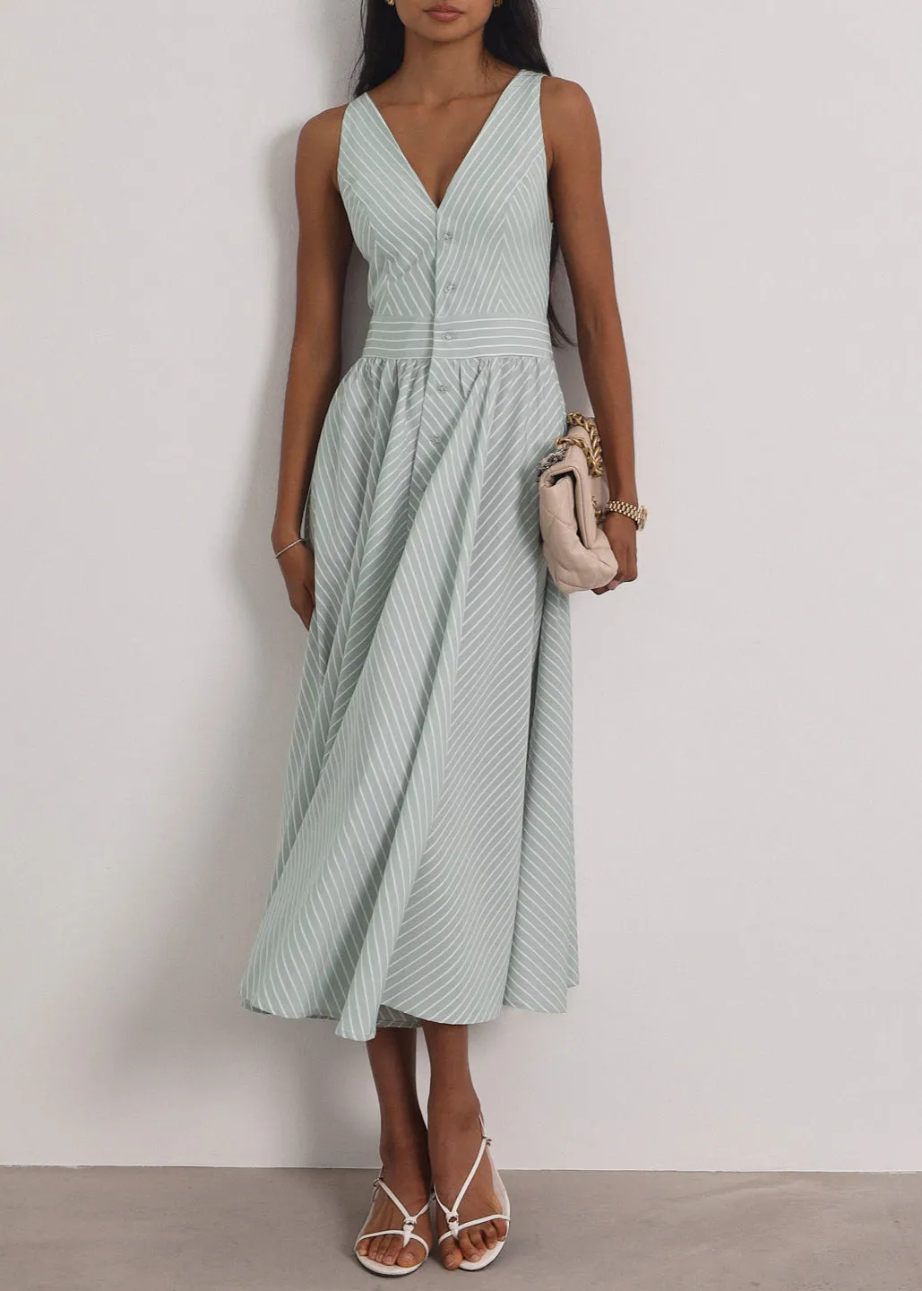 Kesha Stripe Icon Day Dress | Pistachio Pastel