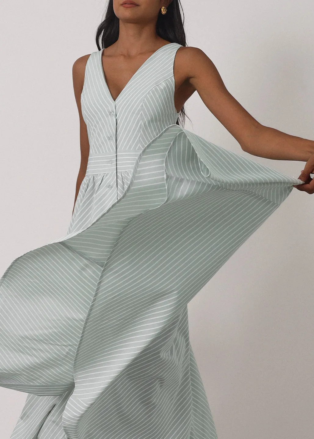 Kesha Stripe Icon Day Dress | Pistachio Pastel
