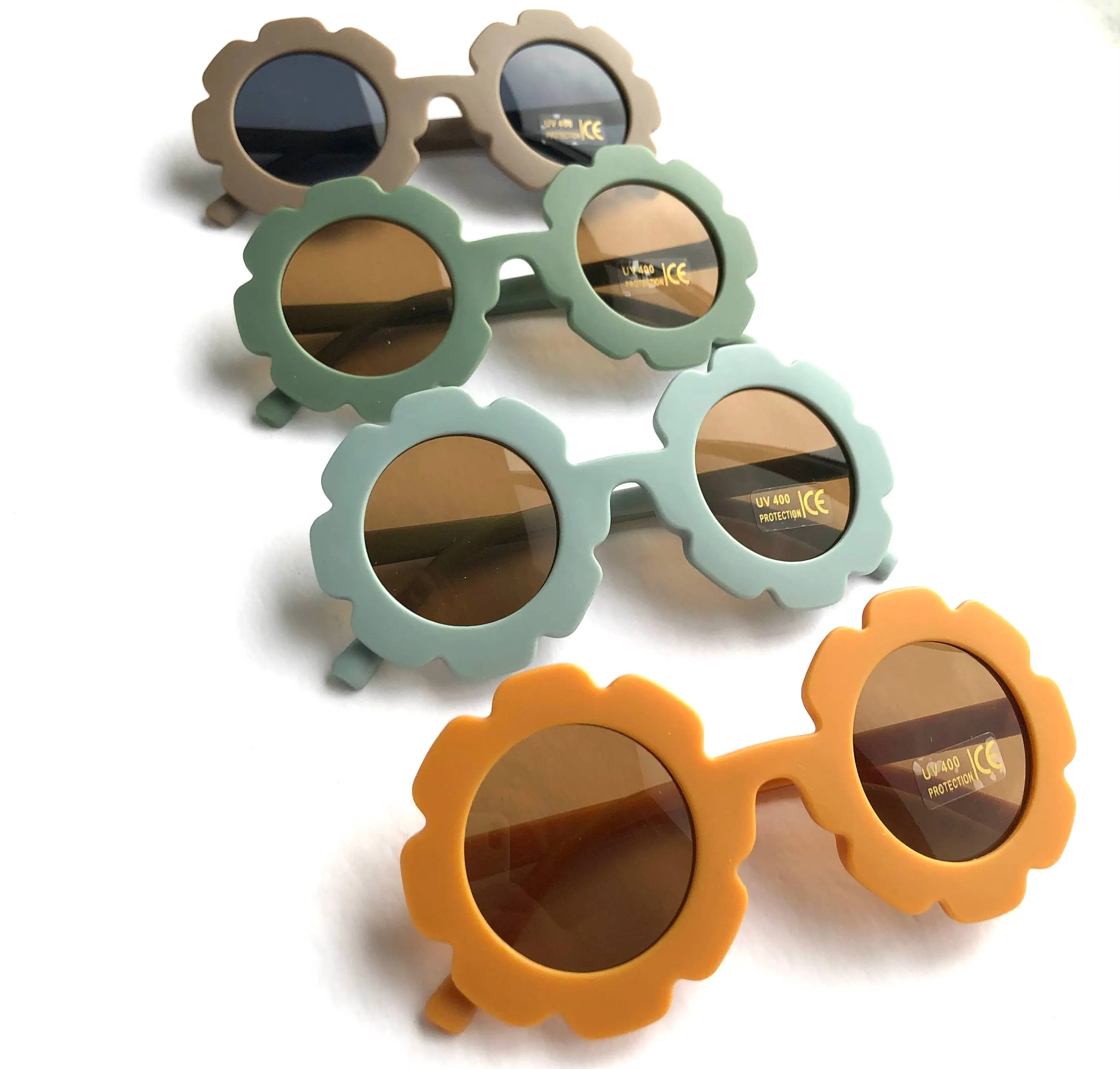 Kids sunglasses sunflower shape - matt pastel finish: Mustard
