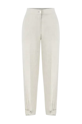 Labeca Beige Isla Barley Linen Tapered Pants UK S