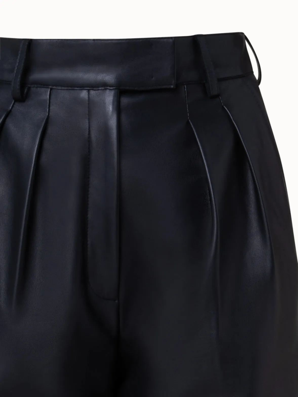 Lambskin Leather Pleated Tapered Pants