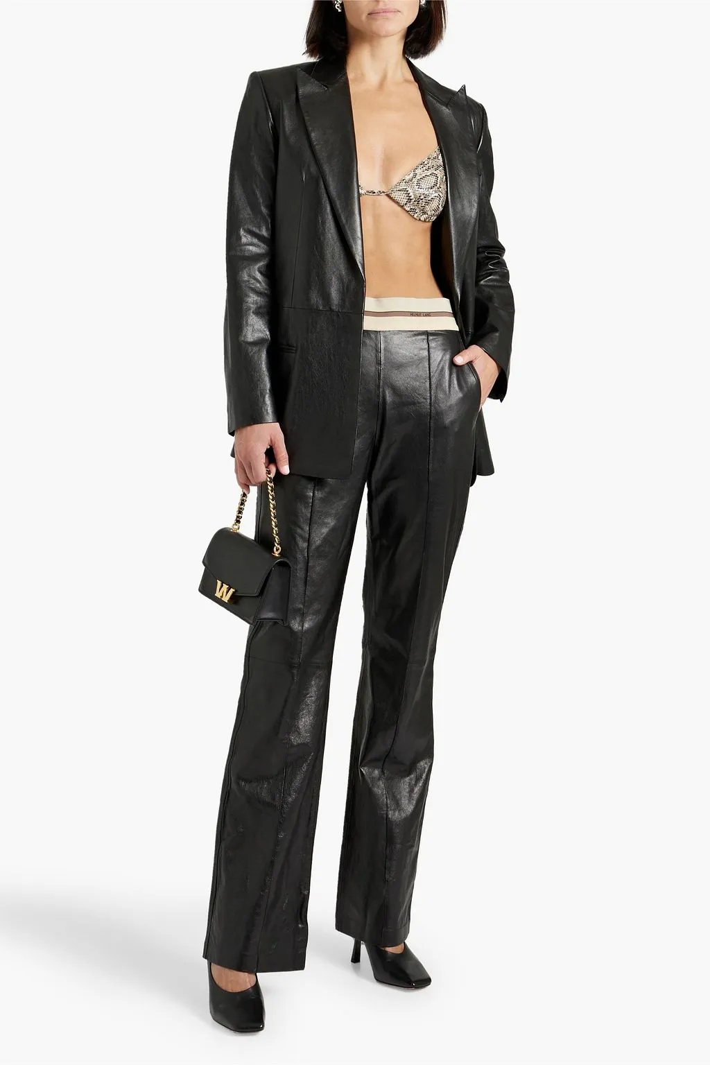 Leather bootcut pants HELMUT LANG, black