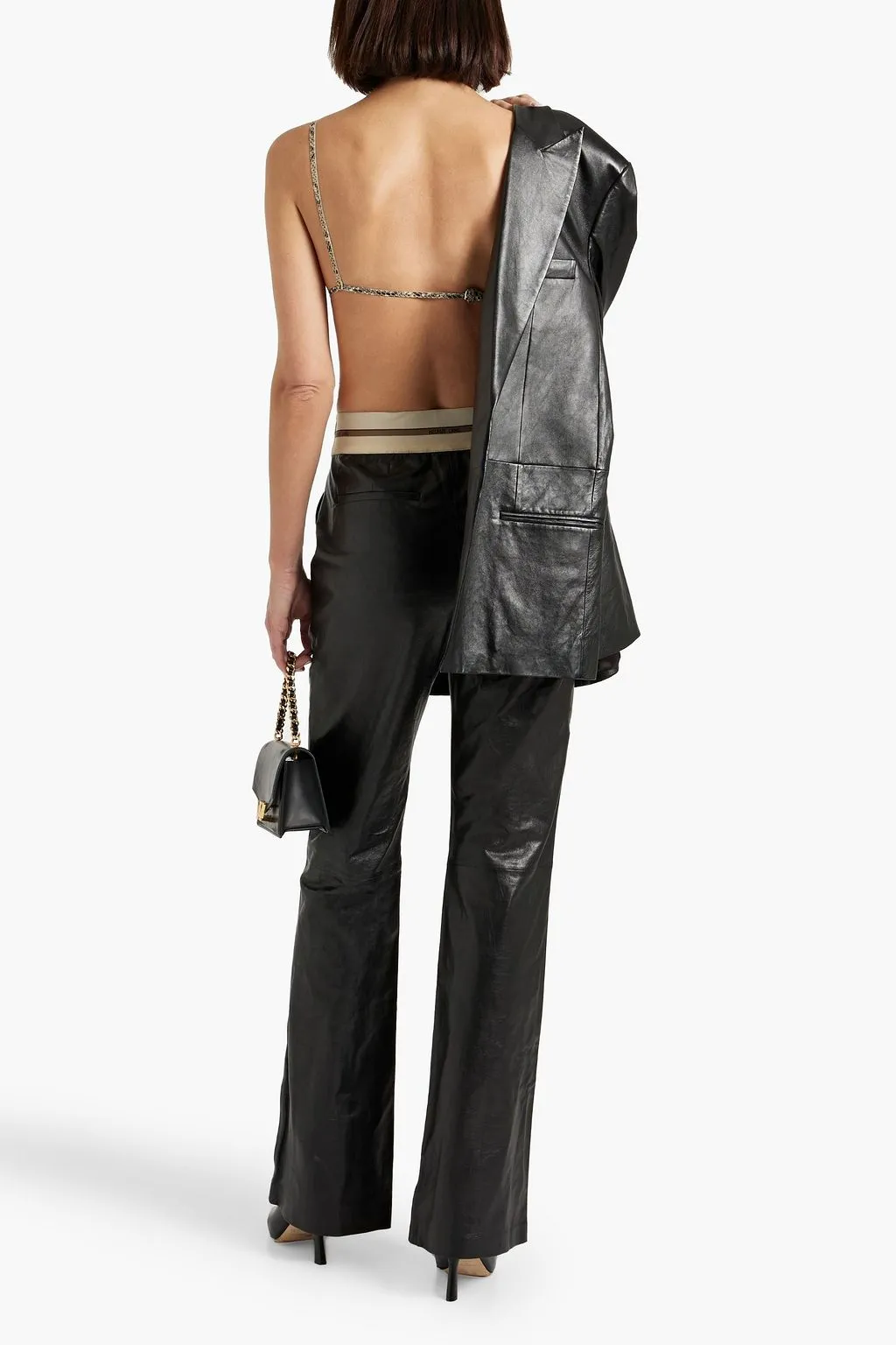 Leather bootcut pants HELMUT LANG, black