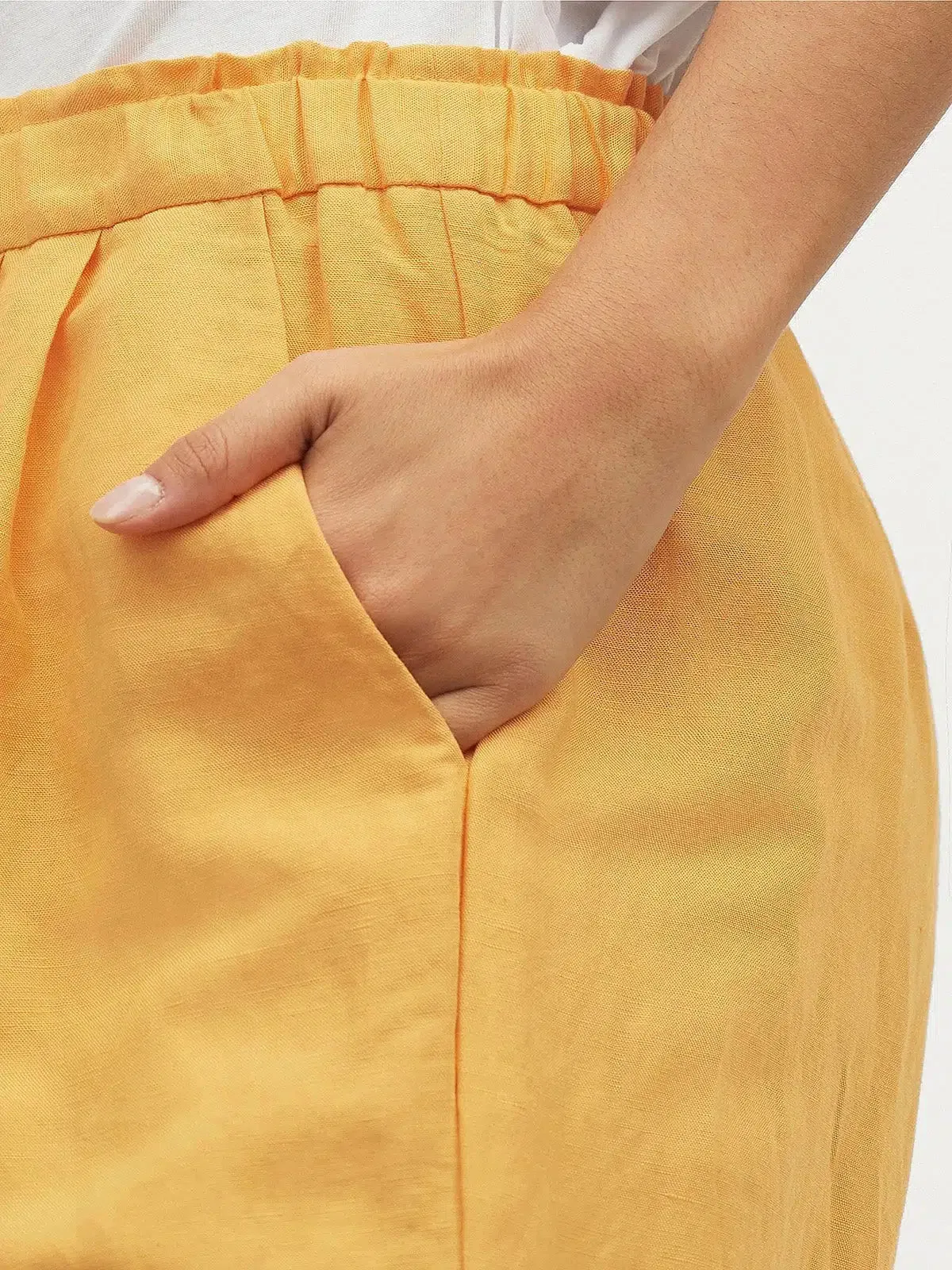 Linen Blend Pull On Trousers