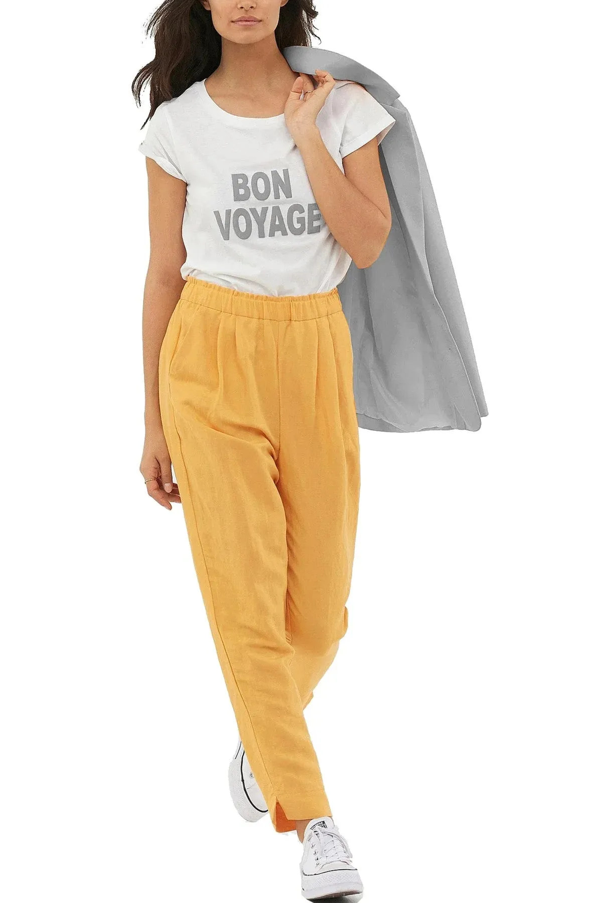 Linen Blend Pull On Trousers