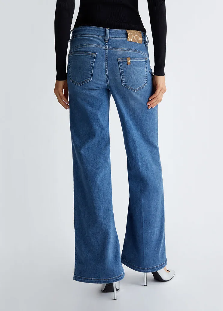 Liu Jo Denim Vita Alta Flare -palazzo Blu Donna