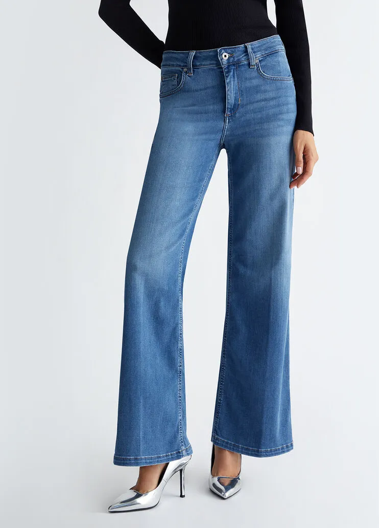 Liu Jo Denim Vita Alta Flare -palazzo Blu Donna