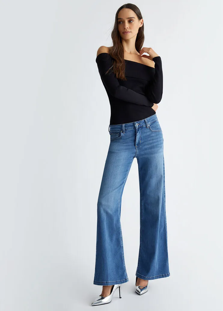 Liu Jo Denim Vita Alta Flare -palazzo Blu Donna