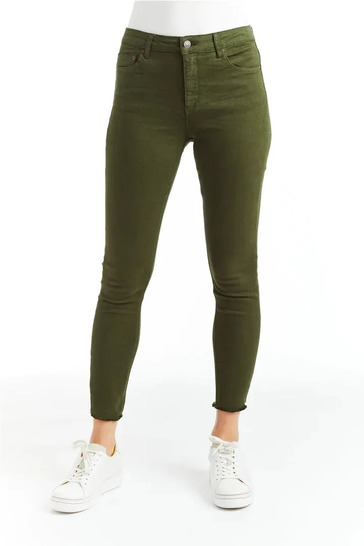 Mona High Rise Fray Hem Pants