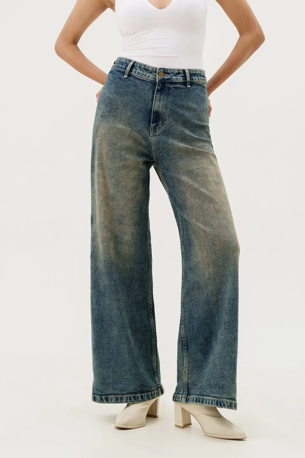 Old Soul Blue Retro Flare Stretch Jeans