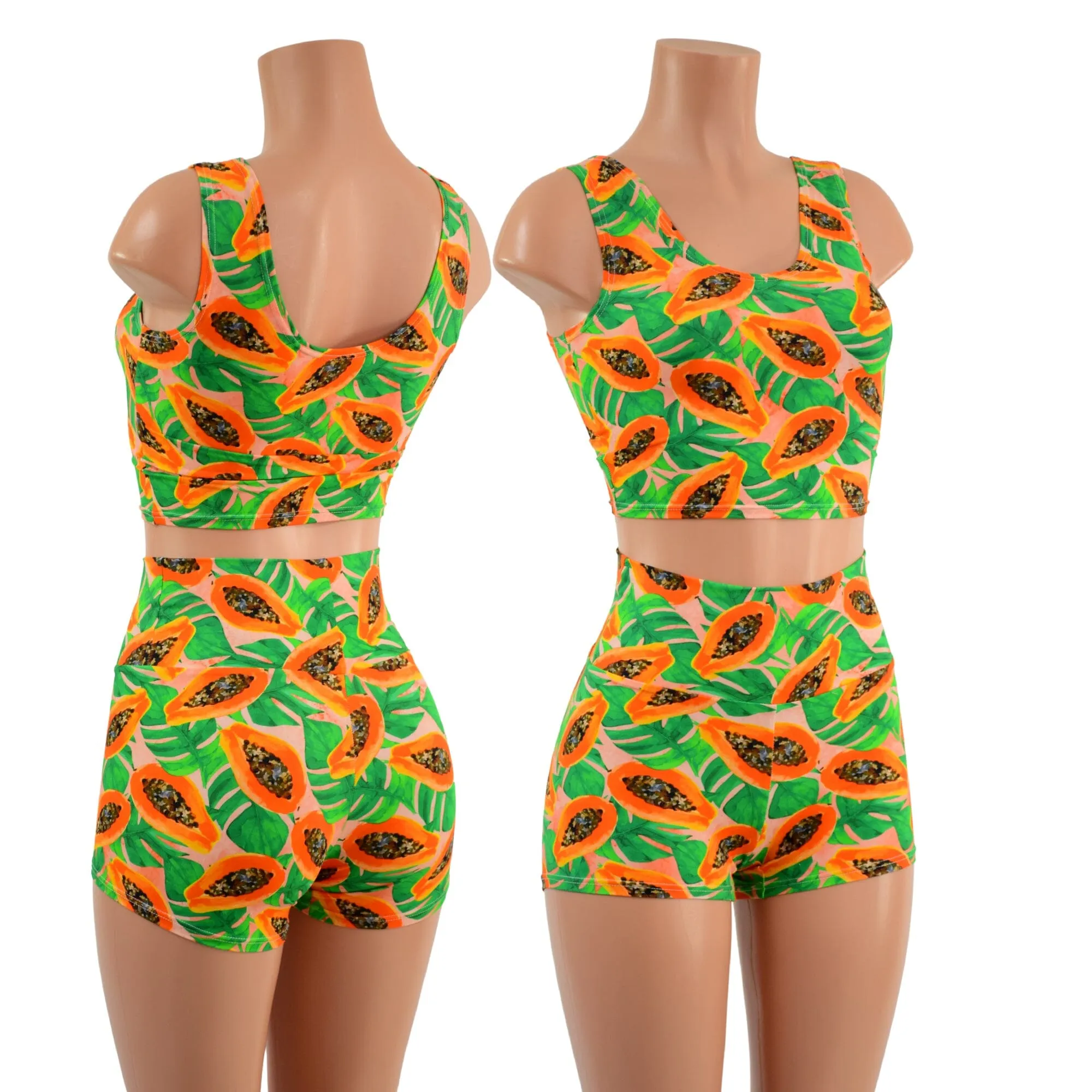 Papaya Print High Waist Shorts OR Top READY to SHIP