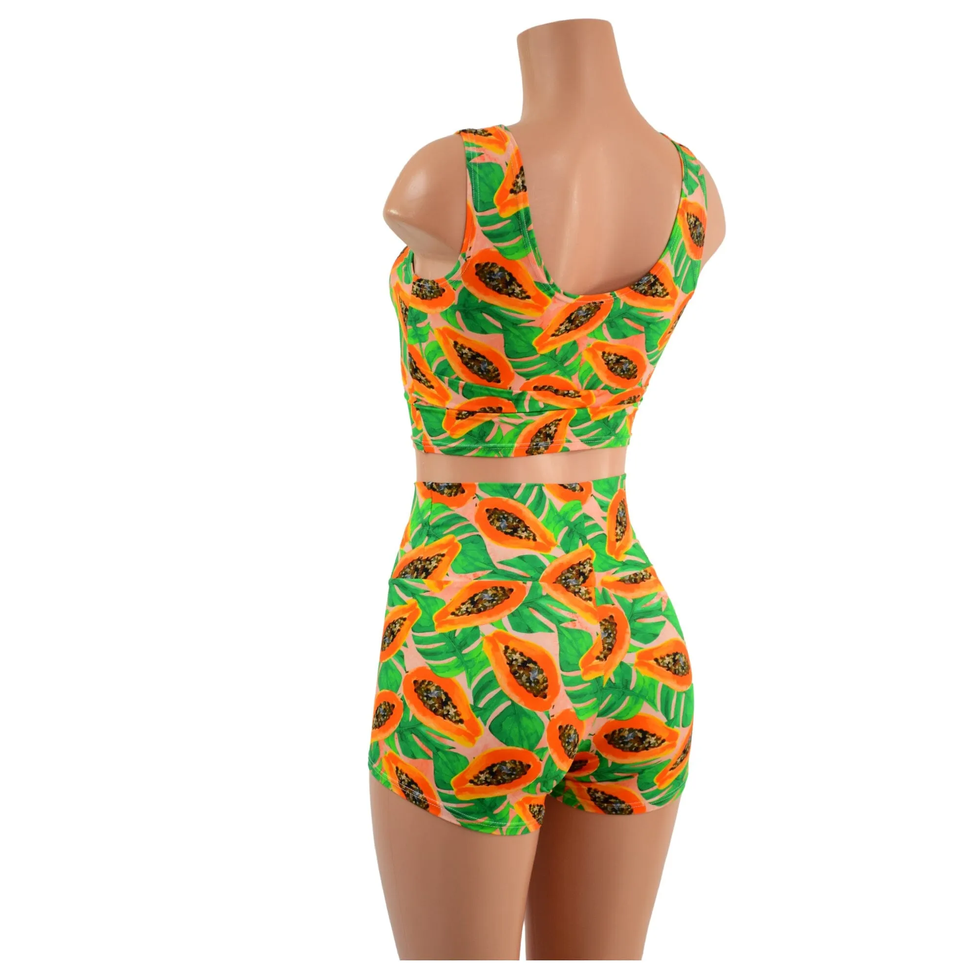 Papaya Print High Waist Shorts OR Top READY to SHIP