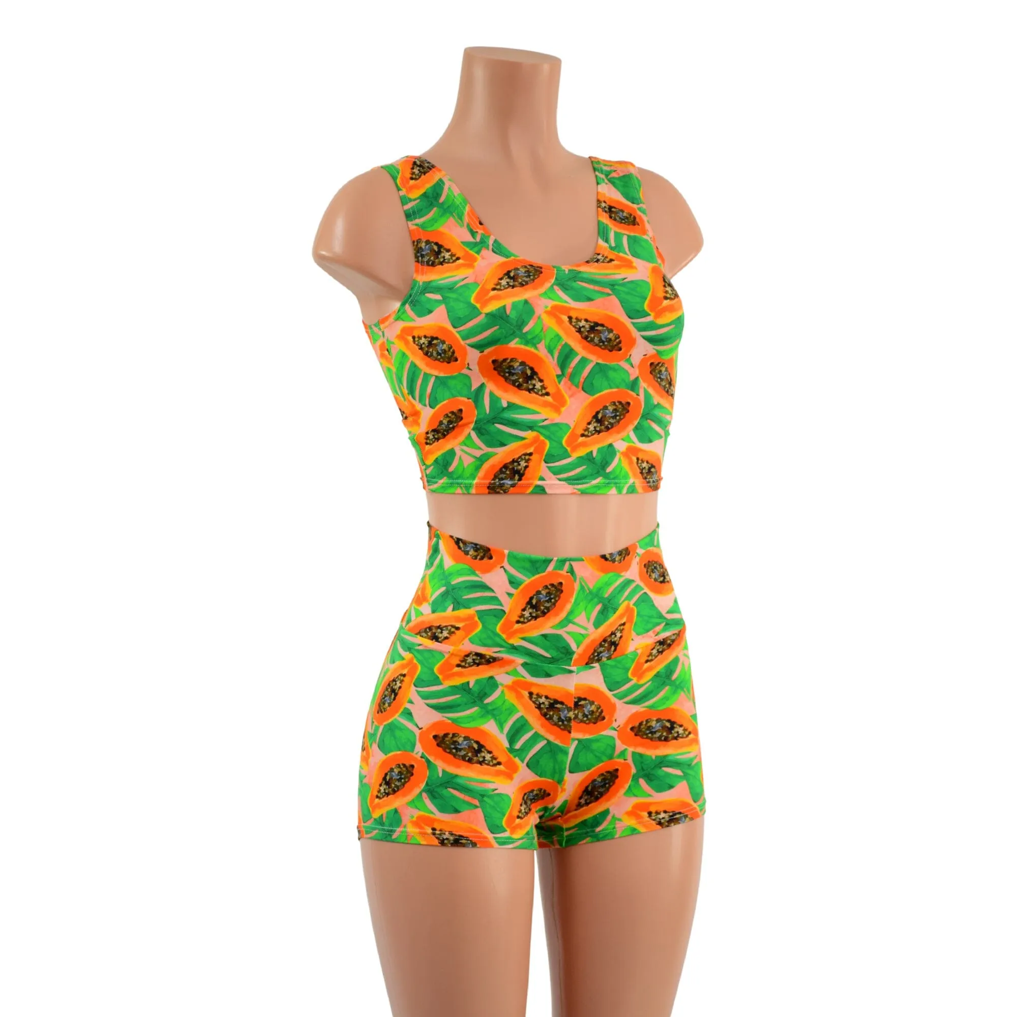 Papaya Print High Waist Shorts OR Top READY to SHIP