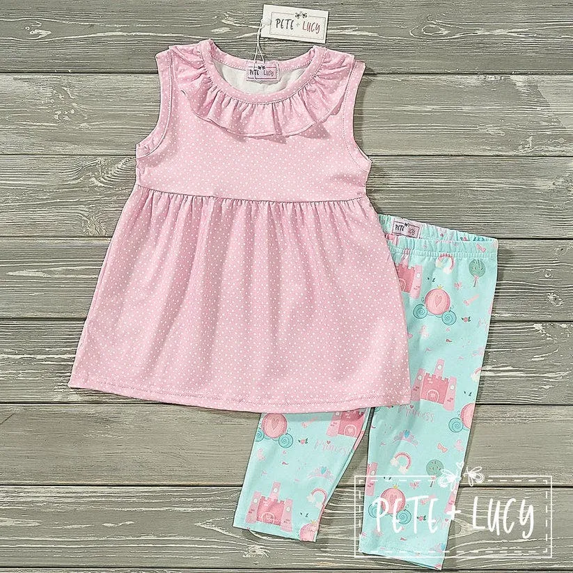 PETE   LUCY Pink and Blue Princess Carriage 2-Piece Short Set 2T