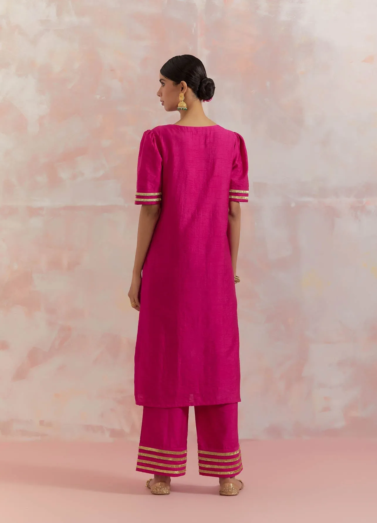 Pink Rukbat Kurta With Pant (Set Of 2)