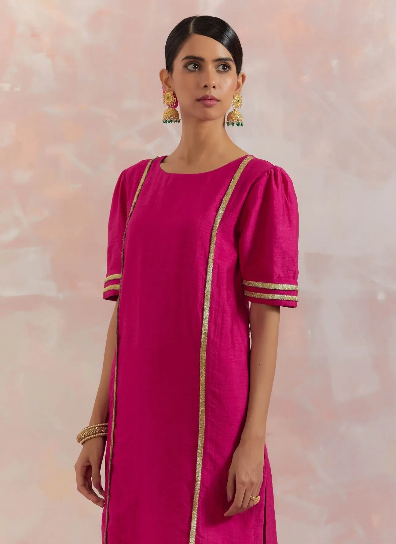 Pink Rukbat Kurta With Pant (Set Of 2)